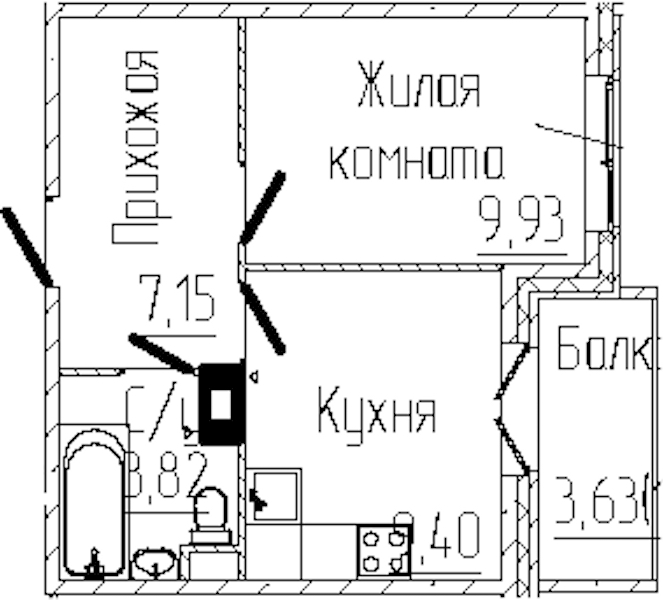 1-комнатная квартира 31.39 м², 7/8 эт., ЖК «SERTOLOVO PARK»